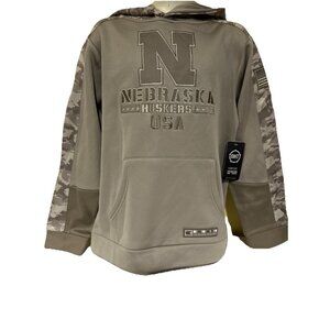 NEW Nebraska Cornhuskers Colosseum Tan Camo Hoodie Hooded Sweatshirt Youth M
